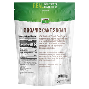 Now Foods, Certified Organic Cane Sugar, Powder From Pure Evaporated Cane Syrup, Excellent Substitute For Refined White Sugar, C
