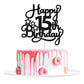 1 Pack Happy 15Th Birthday Cake Topper Black Glitter Mis Quince 15 Cheers To 15 Years Old Birthday Cake Pick For Celebrating 15T