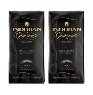 Induban Gourmet, 16 Oz Bag, Ground Coffee, Medium Roast - Premium 100% Arabica Coffee From The Dominican Republic (Pack Of 2)