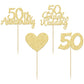Gyufise 24Pcs 50Th Wedding Anniversary Cupcake Toppers Gold Glitter 50Th Golden Wedding Anniversary Heart Cake Decoration For Ce