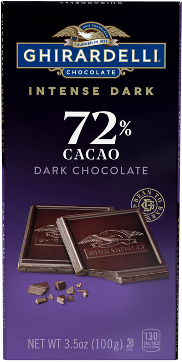 Ghirardelli Intense Dark 72% Cacao Twilight Delight Chocolate Bar, 3.5 Ounce (Pack Of 12)