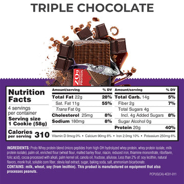 Power Crunch Pro Protein Wafer Bars, High Protein Snacks With Delicious Taste, Triple Chocolate, 2.0 Ounce (4 Count)