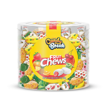 Candy Break Toffix Center-Filled Soft Fruit Chews Candy (24.7Oz) - Orange, Strawberry, Pineapple, Watermelon, Apple Flavored - I