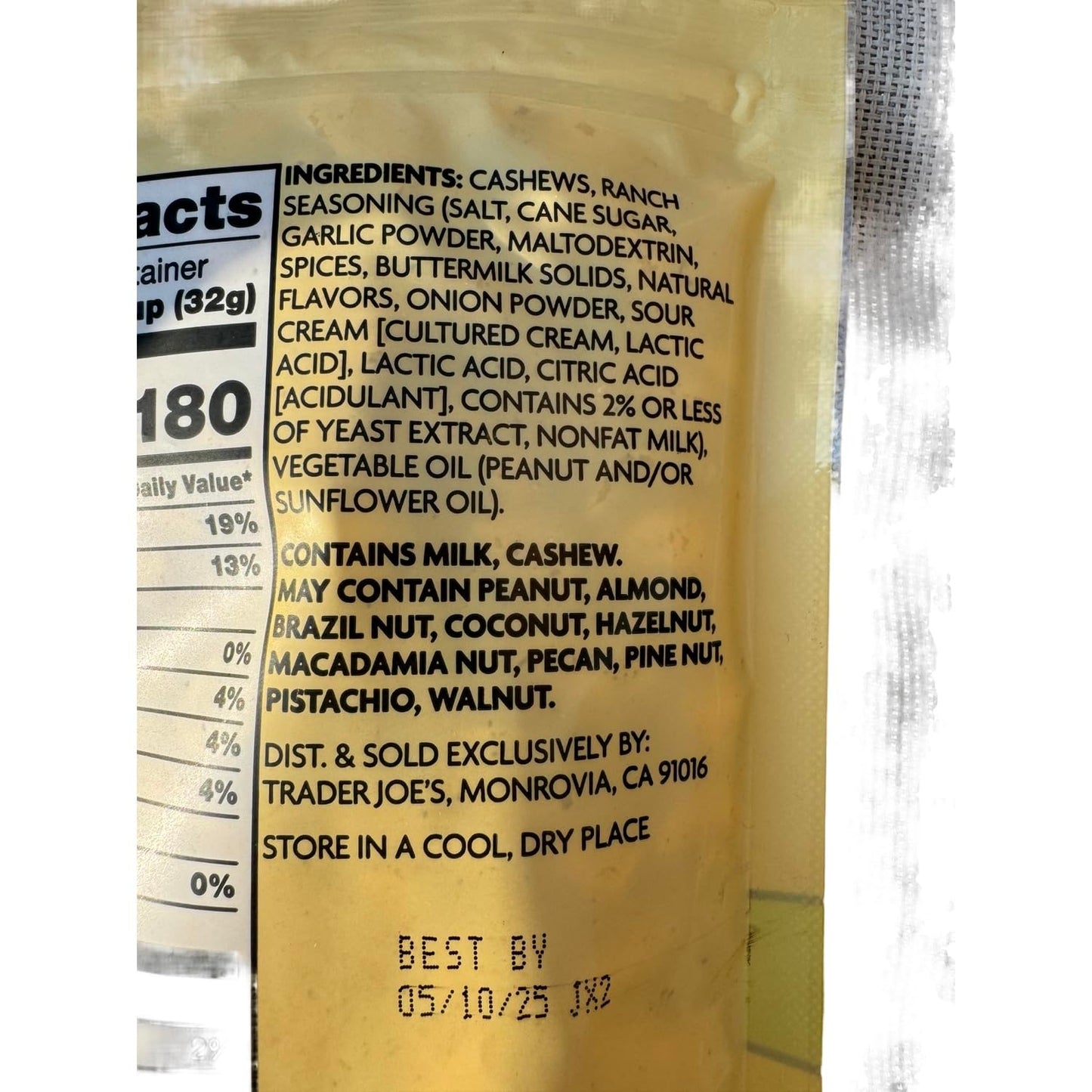 Trader Joe'S Ranch Seasoned Cashews, 8 Oz