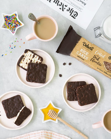 Deluxe & Bla Bla Dark Chocolate Rice Cakes, Kosher Certified Dairy Free, Gluten Free, Nuts Free, Vegan Snack (Dark Chocolate) Pa