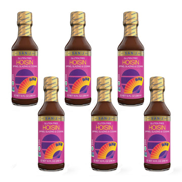 San-J Hoisin Sauce Gluten Free - Gluten Free Hoisin Sauce, Hoisin Sauce Chinese, Dipping Glazing & Cooking, Non-Gmo, Kosher - 10 Fl Oz (6 Pack)