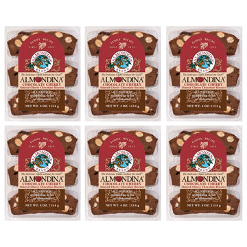 Almondina Almond Cookies, Chocolate Cherry Flavor, Dark Chocolate With Plump Cherries, Non-Dairy And Kosher Thin Cookies, Toasted With Natural Ingredients, Sweet And Crunchy Biscotti Snack, 4-Ounce Package (Pack Of 6)