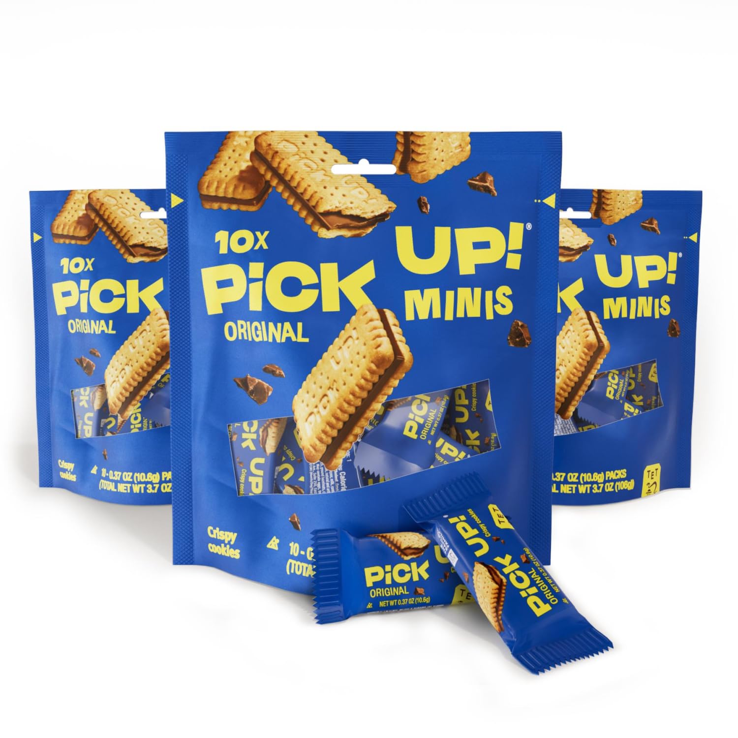 Bahlsen Pick Up! Minis Original (3 Bags, 3X10 Individual Cookies, 30 Cookies Total) - German Chocolate Sandwiched Between Two Crisp Biscuits - Kosher (0.37 Oz Single Servings Individually Wrapped)