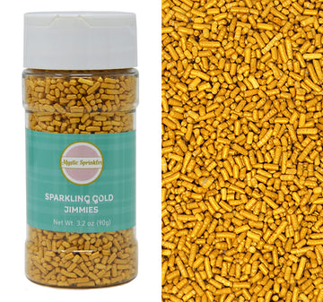Mystic Sprinkles Sparkling Gold Jimmies 3.2Oz Bottle