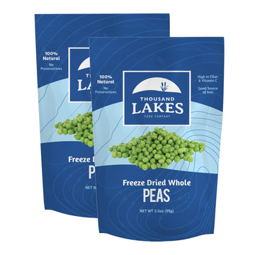 Thousand Lakes Freeze Dried Vegetables - Whole Peas 2-Pack 3.5 Ounces (7.0 Ounces Total) | No Salt Added