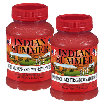 INDIAN SUMMER Premium Chunky Applesauce, Made from US Apples, Strawberry, 23 Ounces, Pack of 2
