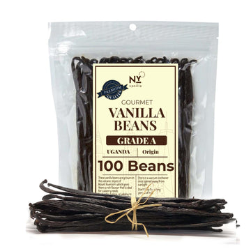 Akshit Bulk Vanilla Beans Grade A+, 100 Count for Homemade Extract, Baking, 6-8 Inches