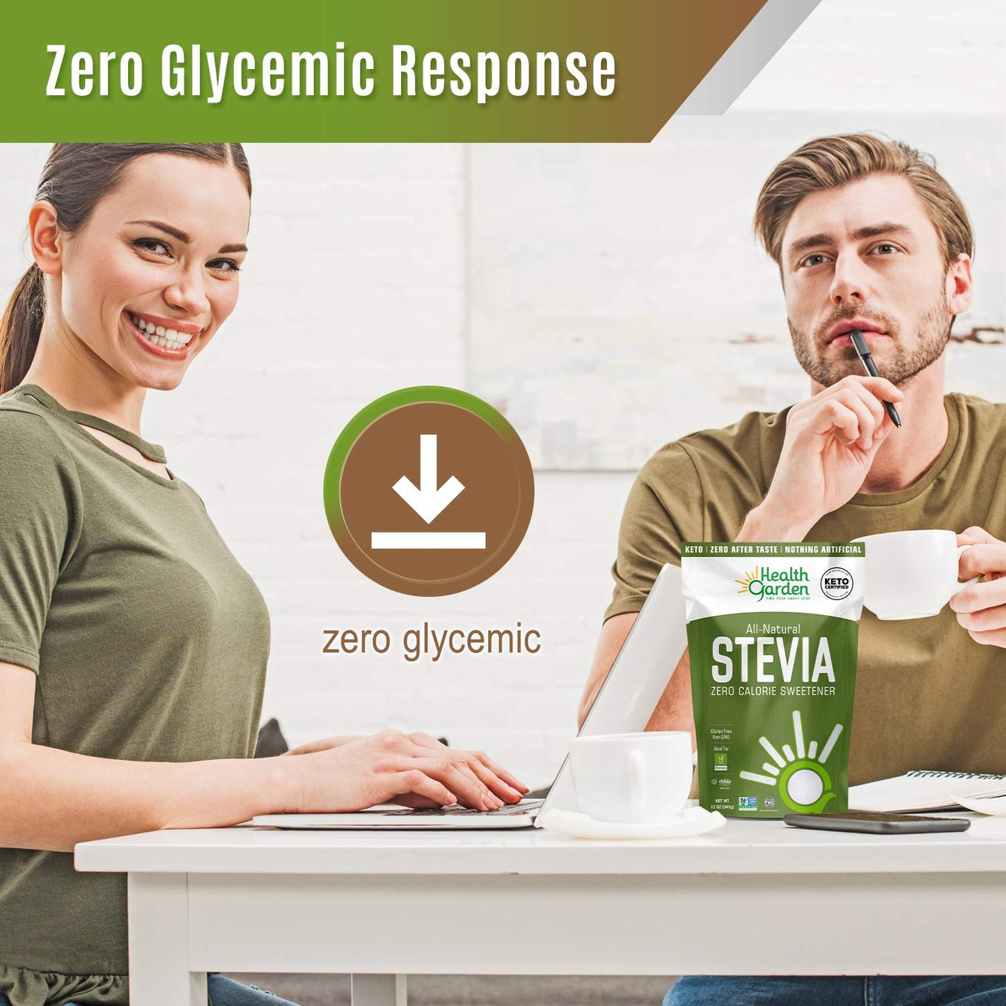 Health Garden Stevia Sweetener Powder - 4:1 Sugar Substitute - All Natural - Gluten Free - Keto Friendly - Tastes Like Sugar (2