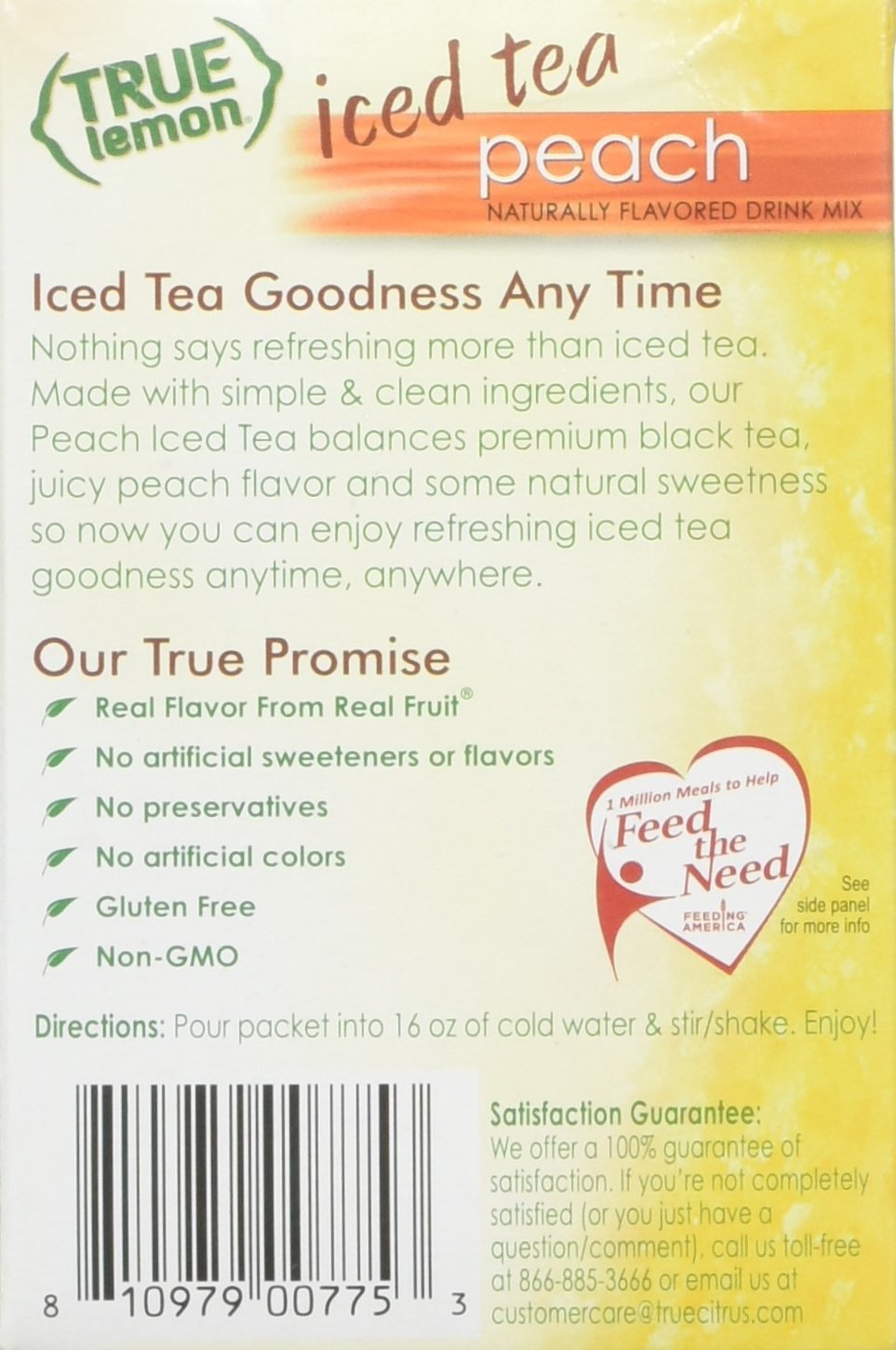 True Citrus Peach Iced Tea Mix - Instant Powdered Drink Packets, 6 Count (Pack of 4), Red