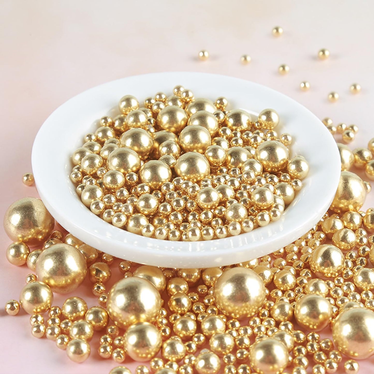 EPHVODI Gold Sprinkles for Cake Decorating - Edible Sugar Candy Pearls for Cupcakes, Halloween, Christmas, Wedding, Cookie Toppers