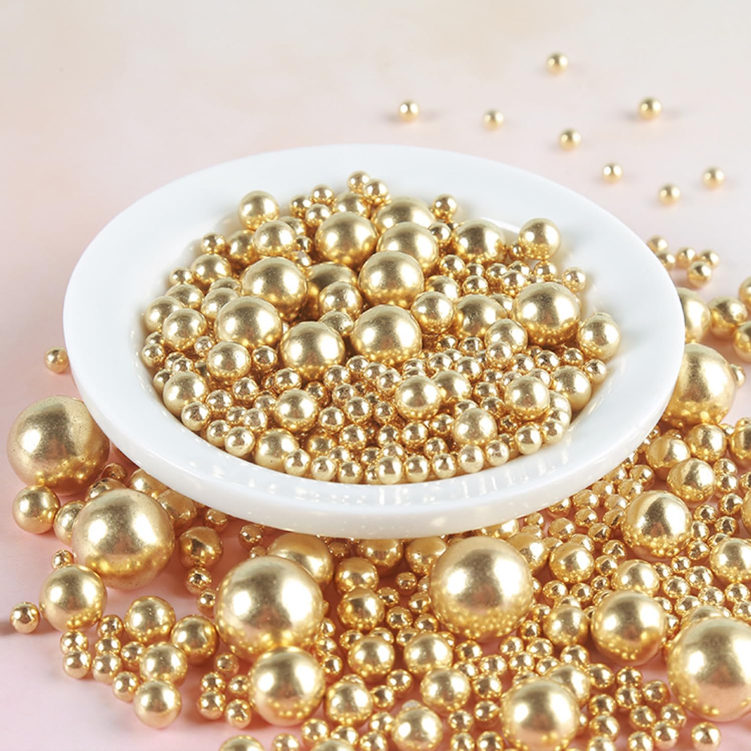 EPHVODI Gold Sprinkles for Cake Decorating - Edible Sugar Candy Pearls for Cupcakes, Halloween, Christmas, Wedding, Cookie Toppers