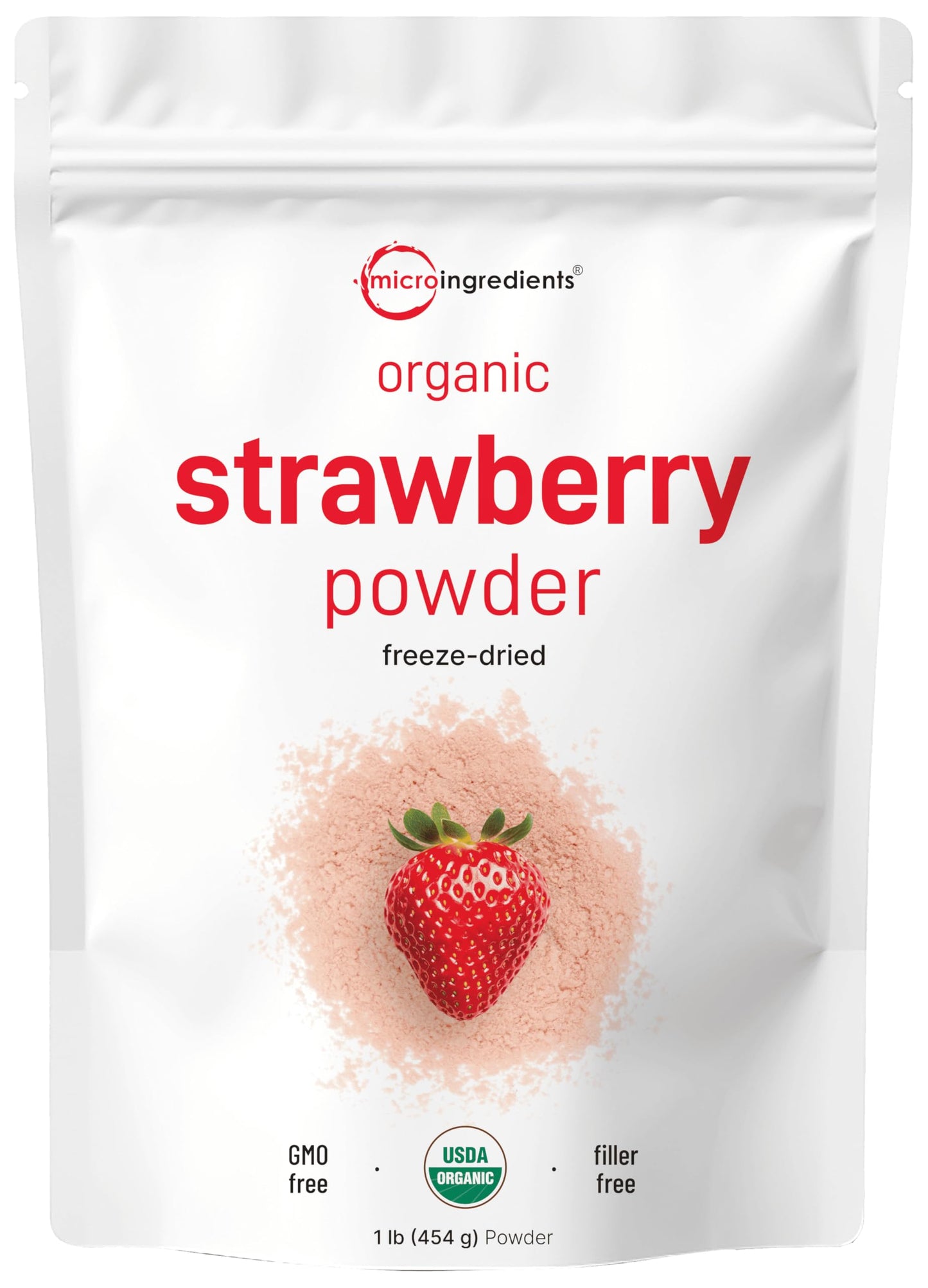 Organic Strawberry Powder, 1 Lb | 100% Natural Fruit Powder | Freeze-Dried Strawberries Source | No Sugar & Additives | Great Fl