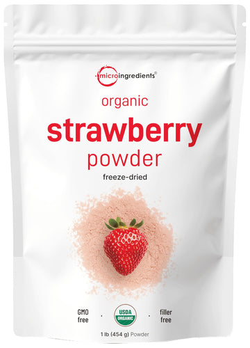 Organic Strawberry Powder, 1 Lb | 100% Natural Fruit Powder | Freeze-Dried Strawberries Source | No Sugar & Additives | Great Fl