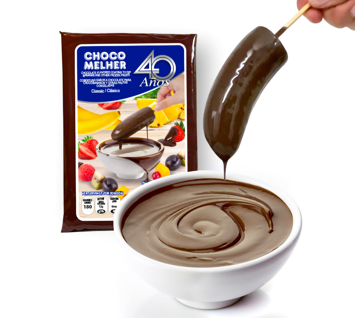 Chocomelher Clasico - 2 Pack Milk Chocolate Flavored Coating For Chocobananos - Cobertura De Chocolate - Best To Cover Frozen Ba