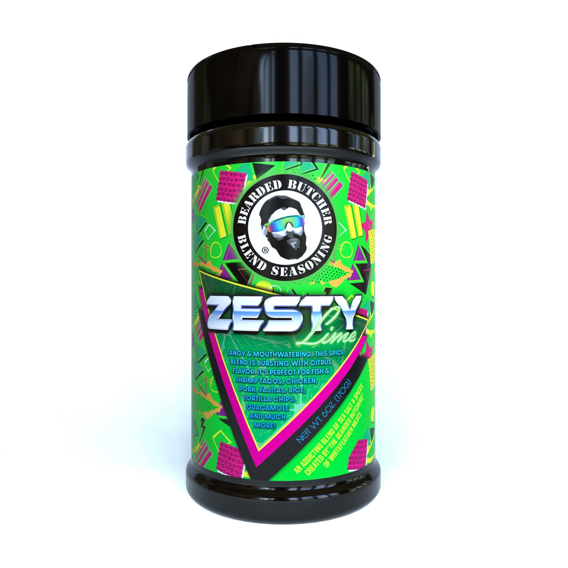 BEARDED BUTCHER Zesty Lime Blend Seasoning, 6 oz Shaker - Tangy Lime, Gluten-Free, No MSG