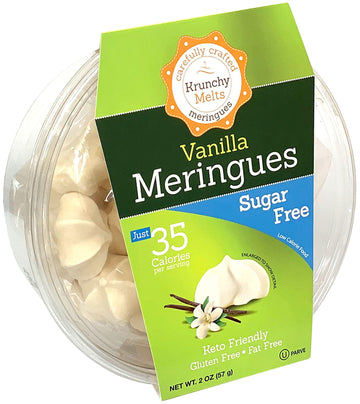 Krunchy Melts - Sugar Free Meringues - Vanilla Flavor - 2 Oz Tub