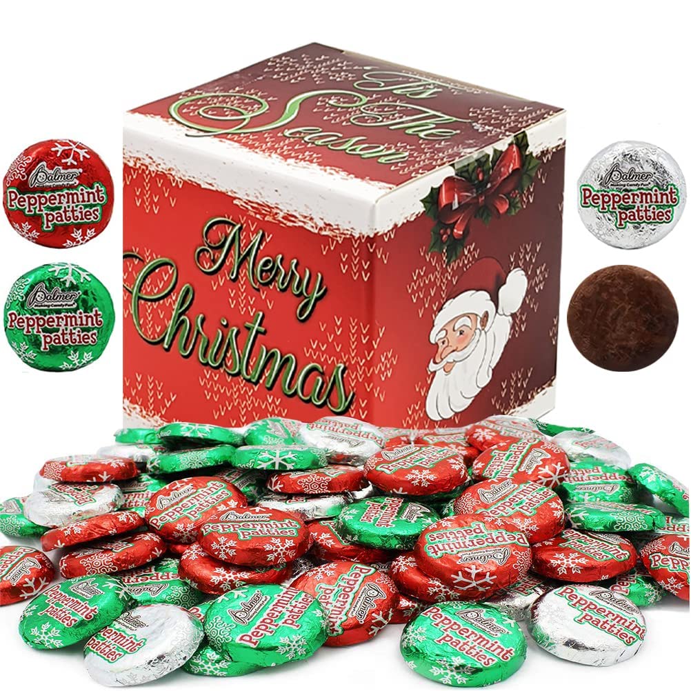 Fruidles Christmas Peppermint Patties Coins, Party Bag Fillers, Individually Wrapped Foils, Kosher Certified (Half-Pound)