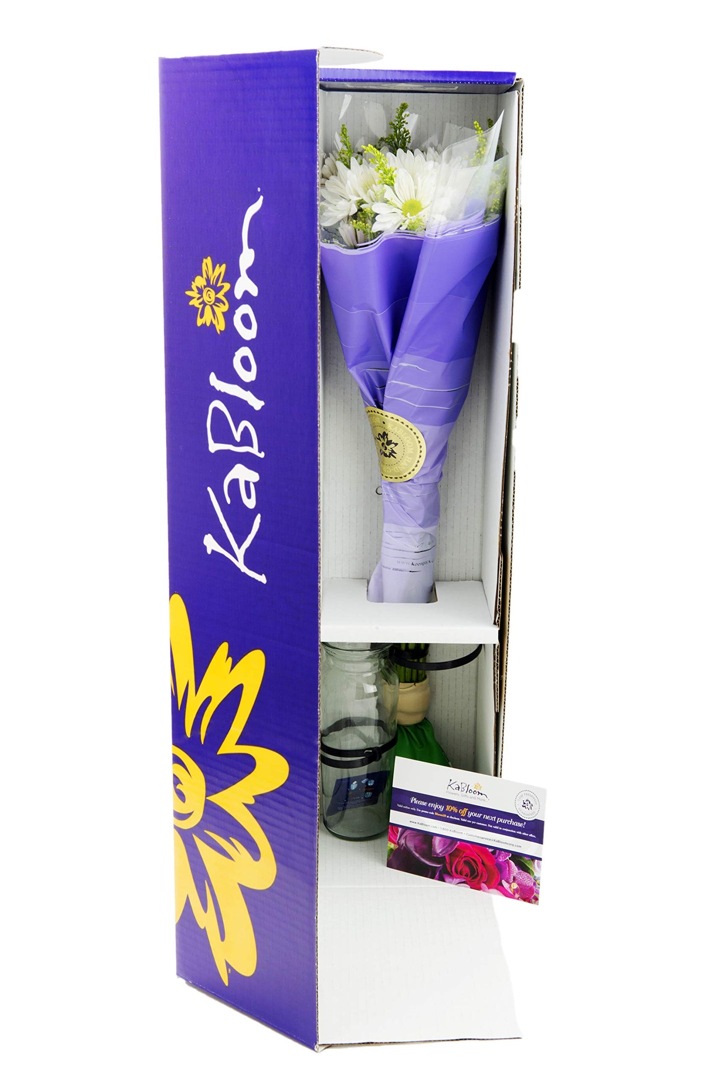 DELIVERY by Fri  02/09 Guaranteed IF Order Placed by 02/08 Before 2PM EST.KaBloom Valentines Bountiful Beauty Bouquet of Fresh White Daisies with Vase