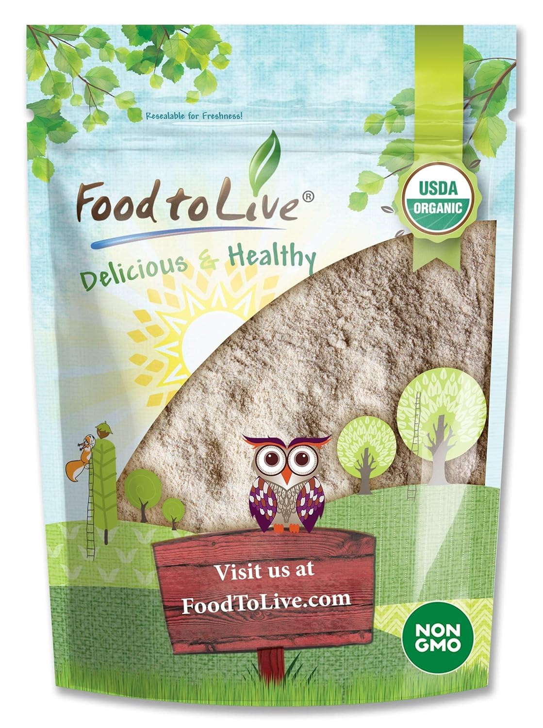 Food to Live Organic Barley Flour, 3 Pounds - Non-GMO, Stone Ground from Whole Hulled Barley, Fine, Kosher, Vegan, Bulk. Rich in