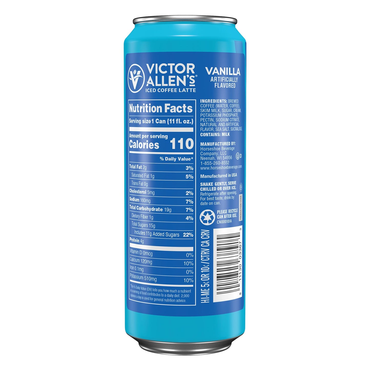Victor Allen'S Coffee Vanilla Iced Canned Coffee Latte, 11Oz Cans (12 Pack)