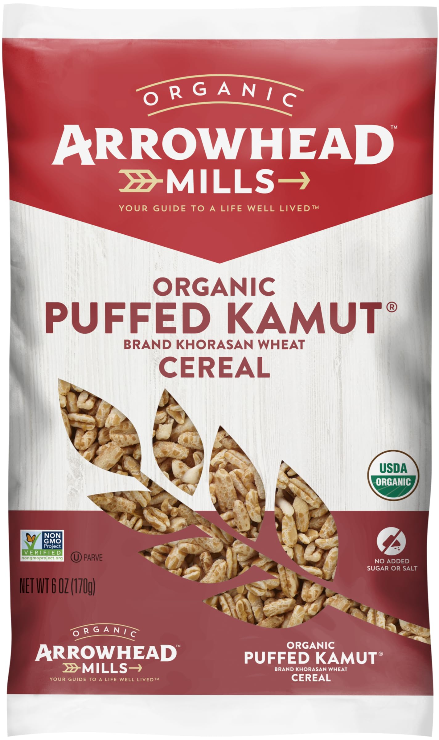 Arrowhead Mills Organic Puffed Kamut Cereal, 6 oz Bag (Pack of 3)
