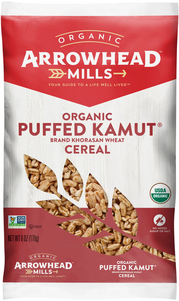 Arrowhead Mills Organic Puffed Kamut Cereal, 6 oz Bag (Pack of 3)