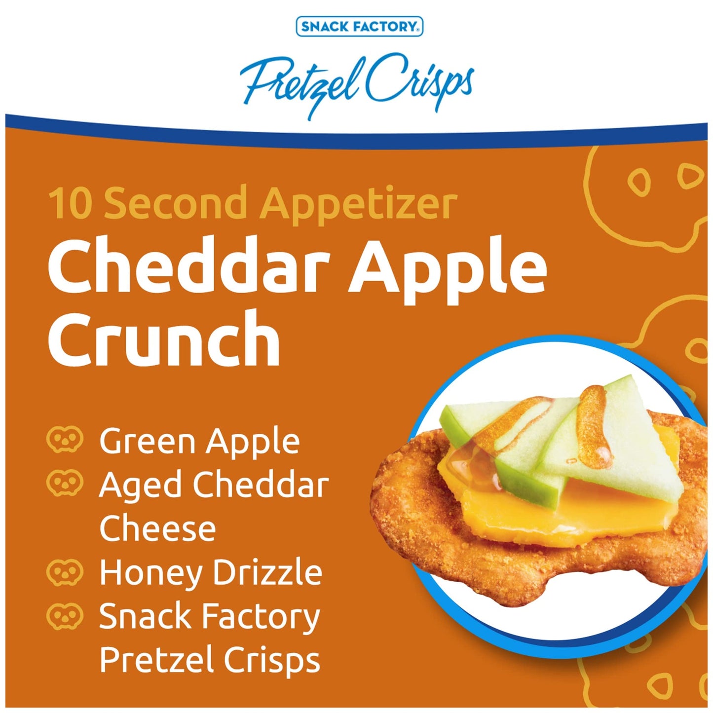 Snack Factory Pretzel Crisps, Cheddar Cheese, 7.2 Oz (Pack of 12)