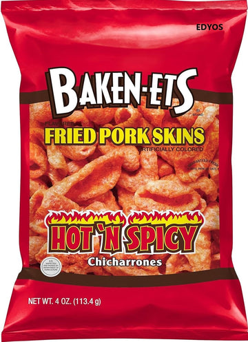Fried Pork Skins, Hot & Spicy, 4 oz. (Pack of 4)