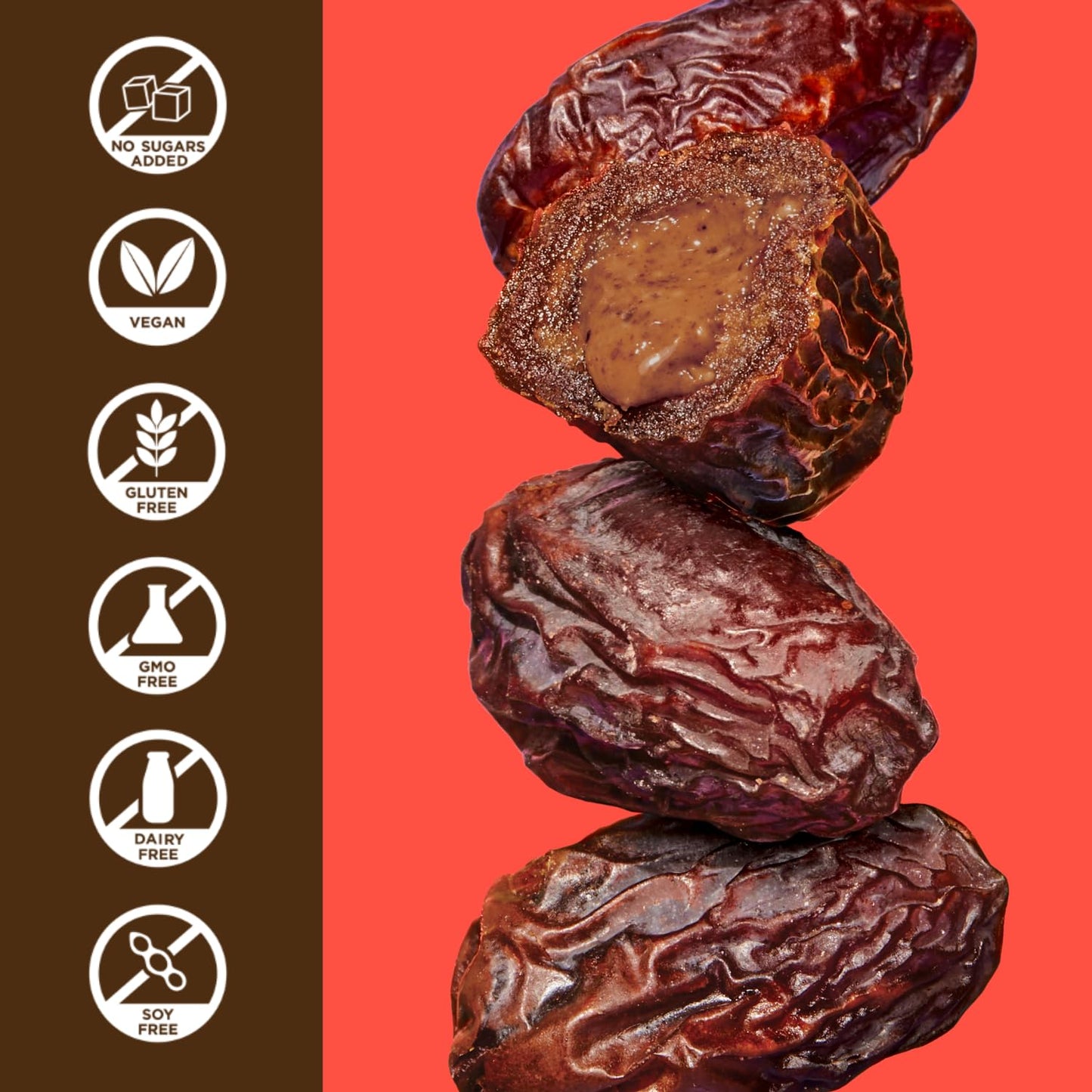Realsy Medjool Dates, Organic Chocolate Peanut Butter, Gluten-Free, Vegan, No Sugar Added, Single Wrapped (40 ct)