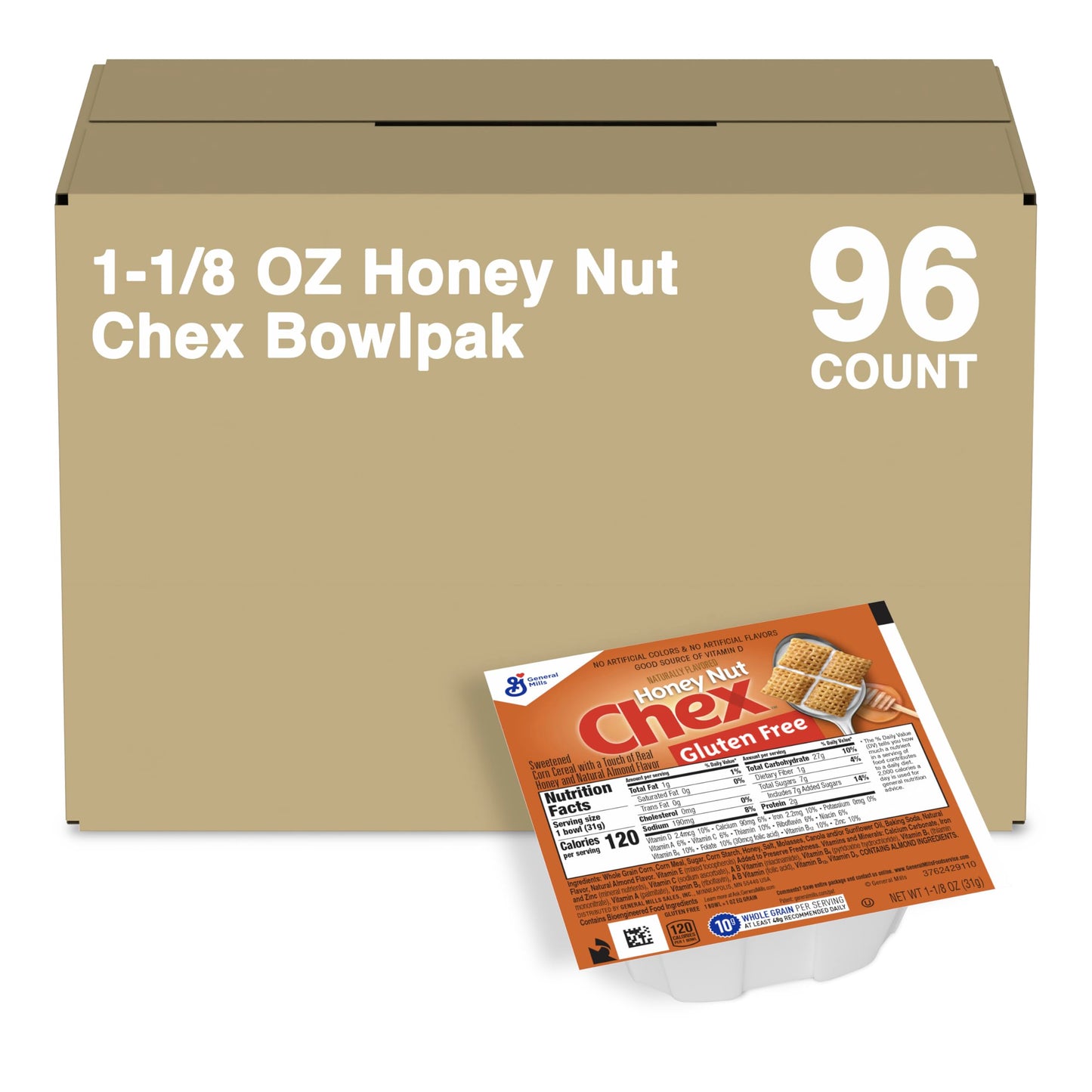 Honey Nut Chex Cereal Single Serve Bowlpak (Pack of 96)