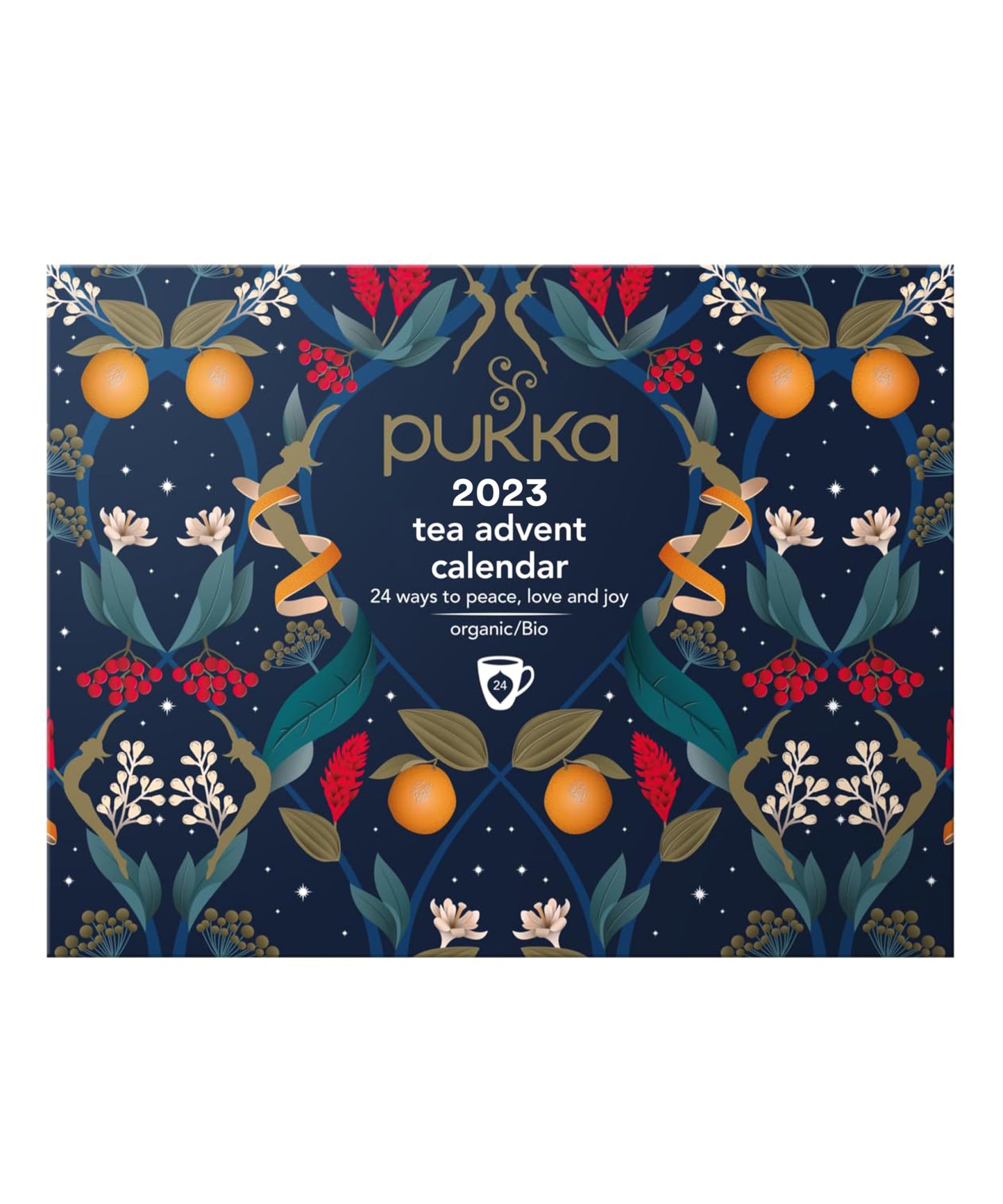 Pukka Advent Calendar 2023 Organic Tea, Herbal Tea Variety Pack, Selection Of 24 Delightful Black & Green Teas And Infusions, 100% Organic