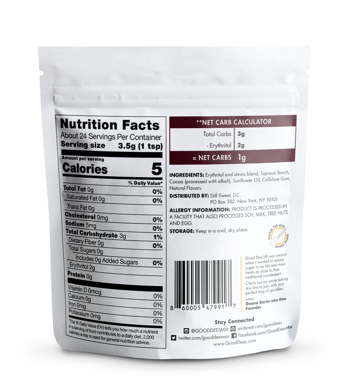 Good Dees Low Carb Chocolate Sprinkles, No Sugar Added Midnight Moon Keto Sprinkles With All Natural Coloring, Diabetic, Dye-Fre