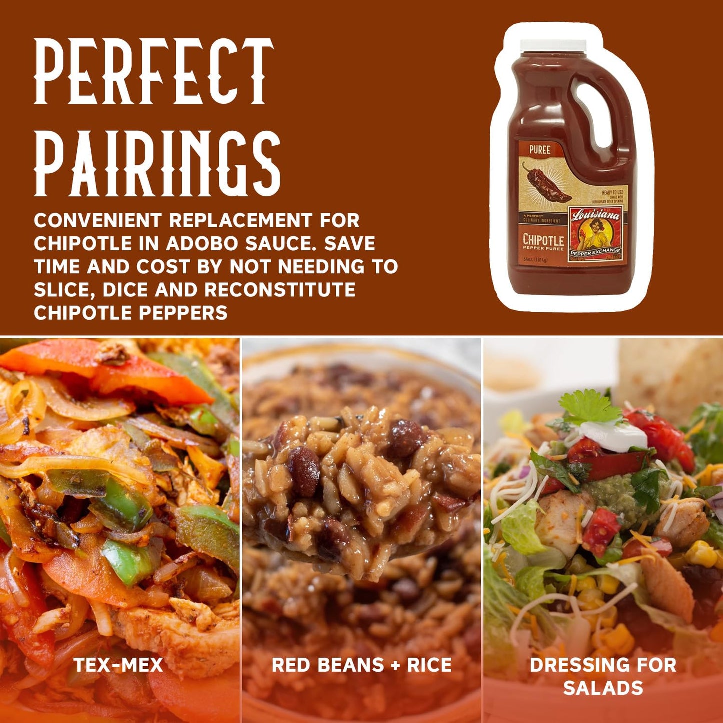 Louisiana Pepper Exchange Chipotle Pepper Puree, Fresh Replacement, 64 Ounces, Ideal for Tex-Mex, BBQ, Catering, and Big Parties