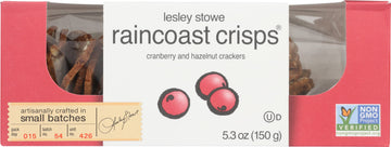 Lesley Stowe Raincoast Crisps Cranberry and Hazelnut Flavor, Non GMO, 5.3 Ounce (Pack of 12)
