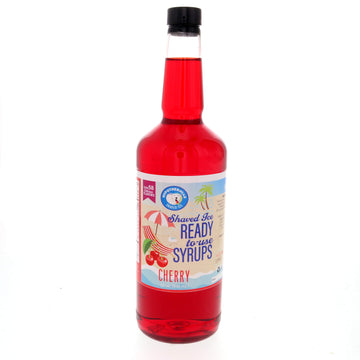Hypothermias Shaved Ice & Snow Cone Syrup - Quart (32 fl. oz) - Cherry - Made with Non-GMO 100% Pure Cane Sugar, No Corn Syrup -
