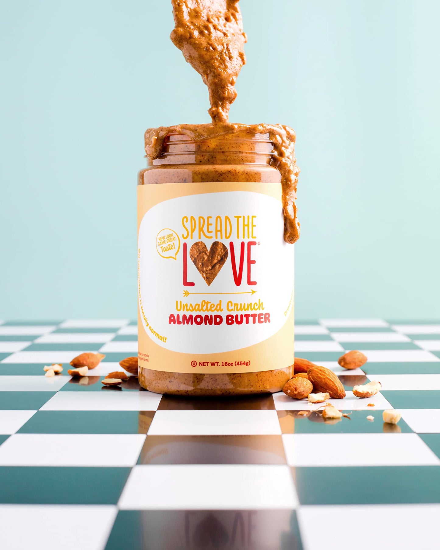 Spread The Love Unsalted Crunch Almond Butter, All Natural, Vegan, Gluten Free, Creamy, No Added Salt Or Sugar, No Palm Fruit Oi