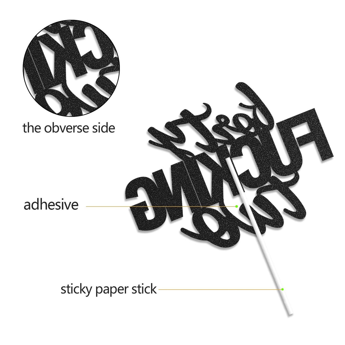 Forty Two Black Glitter Cake Toppers 42 Years Old 42Nd Birthday Party Decorations Supplies