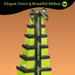 Nut Cravings Gourmet Collection - Rosh Hashana & Shana Tova Dried Fruit & Mixed Nuts Gift Basket Green Tower + Ribbon (12 Assort