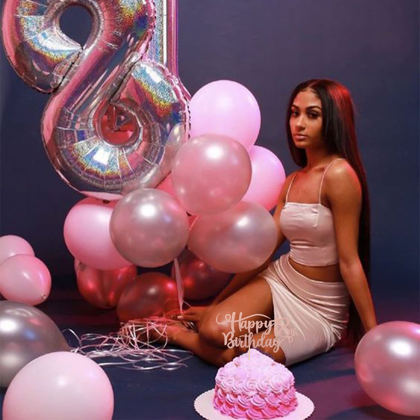 Rssta i Happy 18th Birthday Cake Topper Glitter Number 18 Rose Gold Paper Decoration for 18th Birthday Party Supplies