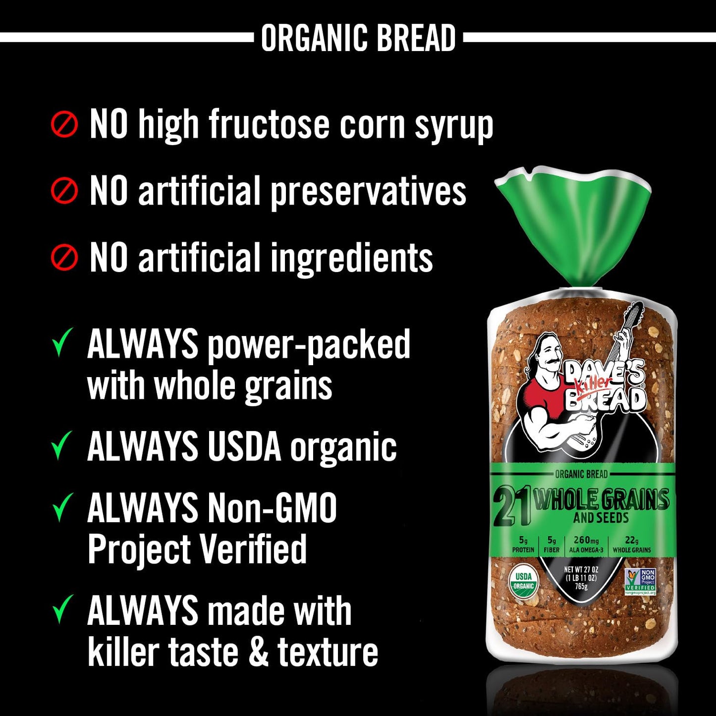 Organic Bread 21 Whole Grains & Seeds, 27 Oz. (Pack Of 2 Loaves)