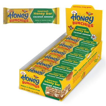 Honey Bunchies Gourmet Honey Bar Coconut Almond - Gluten Free Dairy Free Peanut Free Grain Free & Soy Free All-Natural Honey Sna