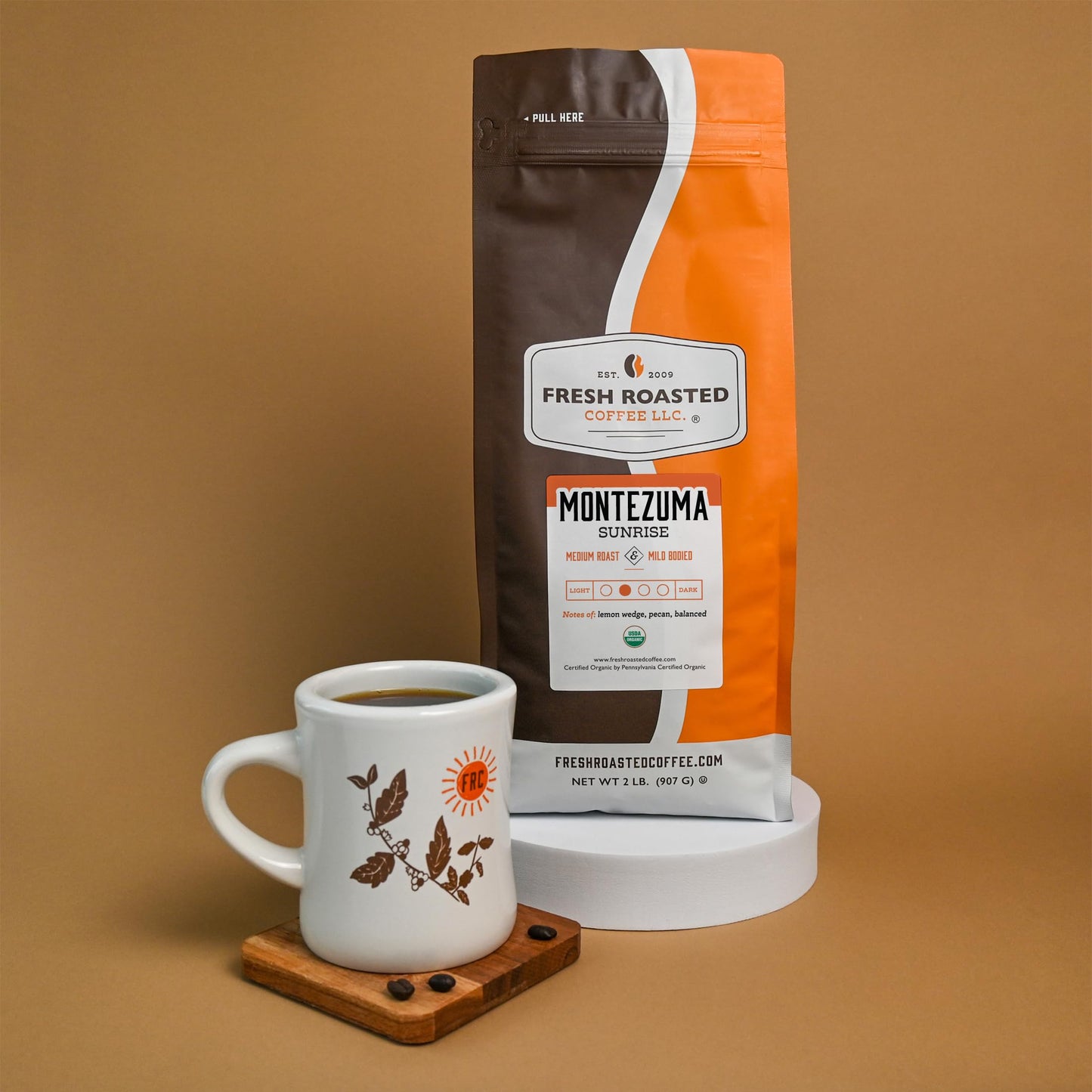 Fresh Roasted Coffee Organic Montezuma Sunrise Medium Roast Whole Bean 5 lb (80 oz) Kosher