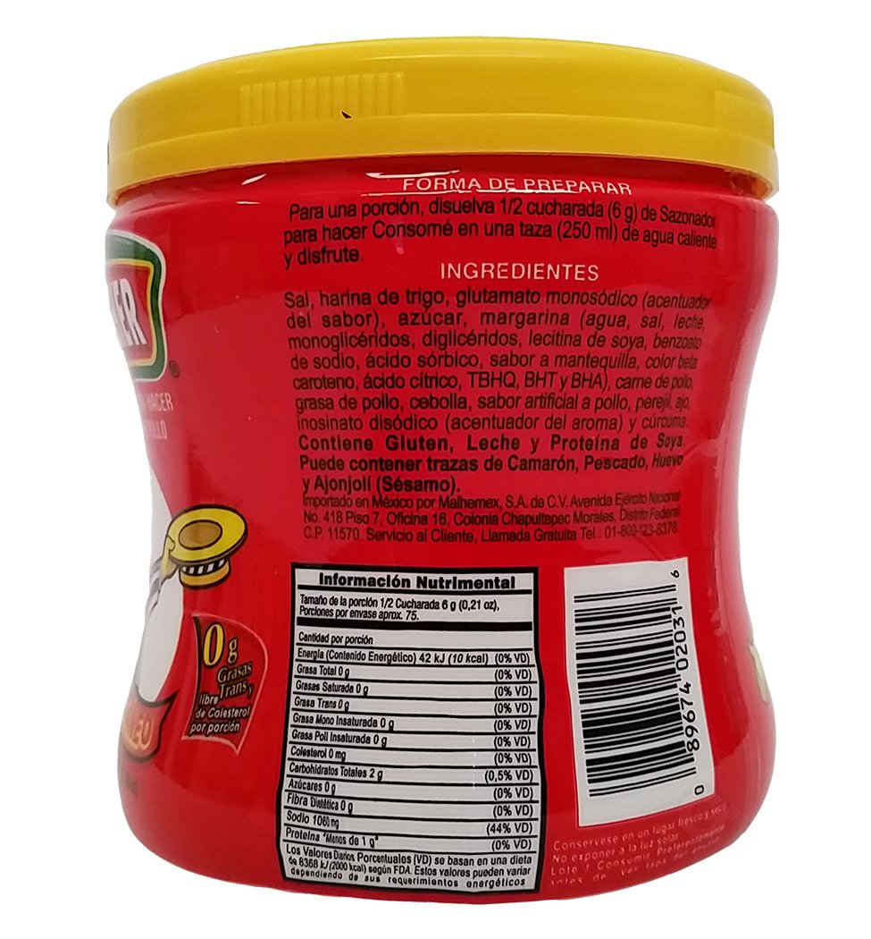 Malher Chicken Bouillon - Consome de Pollo, 16 Fl Oz (Pack of 1)