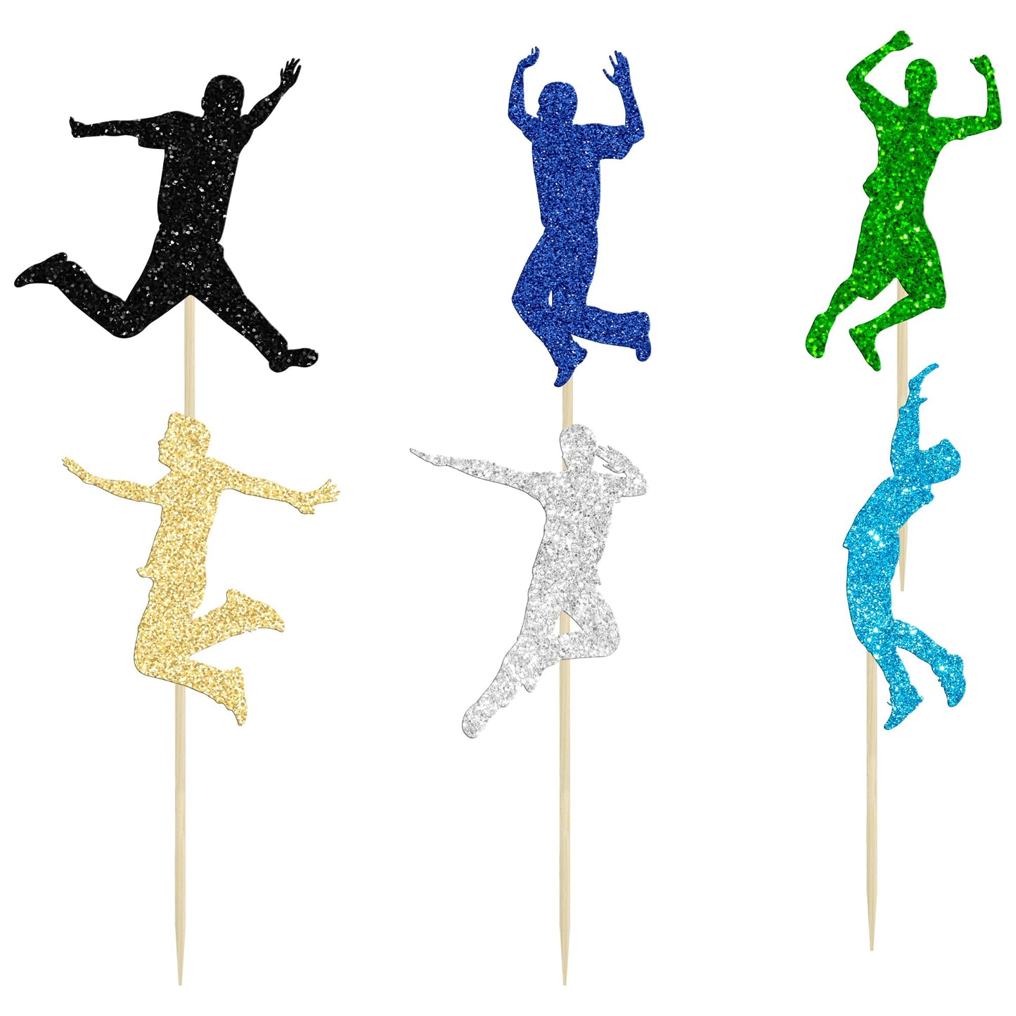 Gyufise 24Pcs Colorful Boy Trampoline Cupcake Toppers Trampoline Cake Toppers Picks Jump Birthday Party Supplies Jump Trampoline
