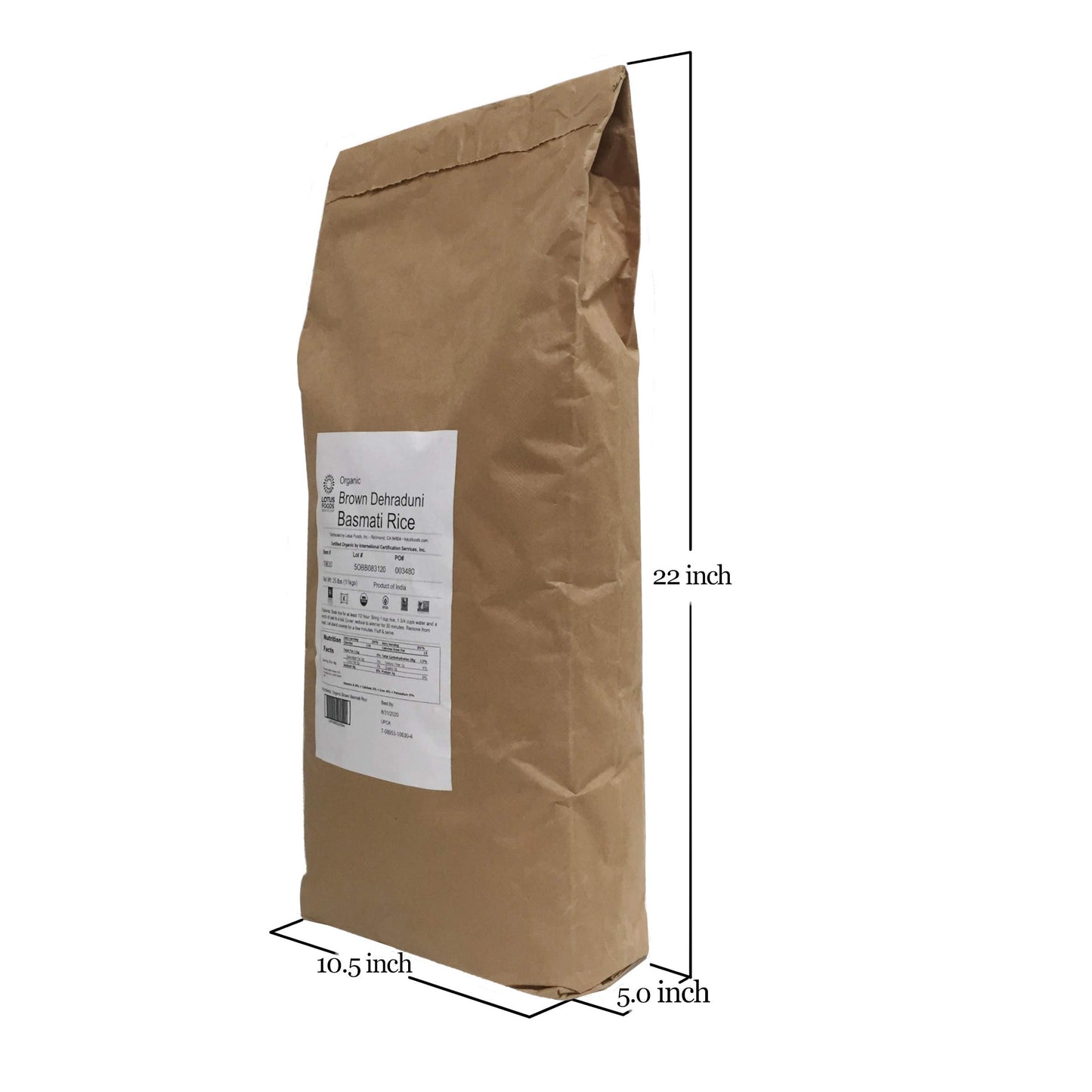 Lotus Foods Gourmet Organic Brown Basmati Rice, 25 Pound
